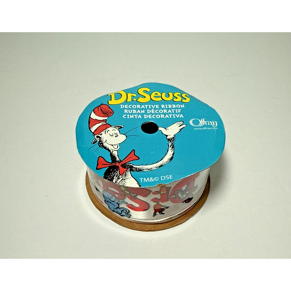 OFFRAY The Cat In The Hat 1.5'‎ x 9' Spool Ribbon Dr Seuss Scrap Craft